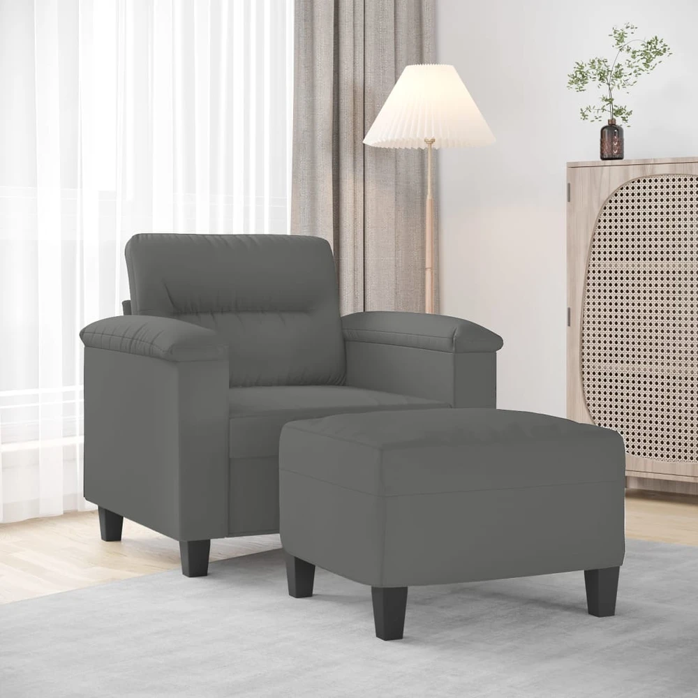 Sofa Krėslas su pakoja, tamsiai pilkas, 60cm, mikropluošto audinys