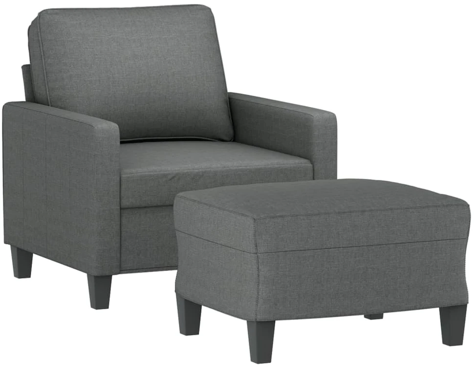Sofa Krėslas su pakoja, tamsiai pilkos spalvos, 60cm, audinys