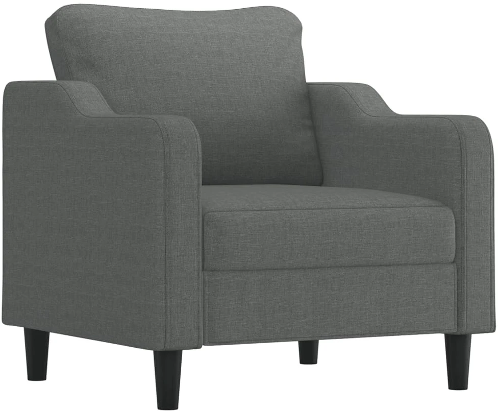 Sofa Krėslas su pakoja, tamsiai pilkos spalvos, 60cm, audinys