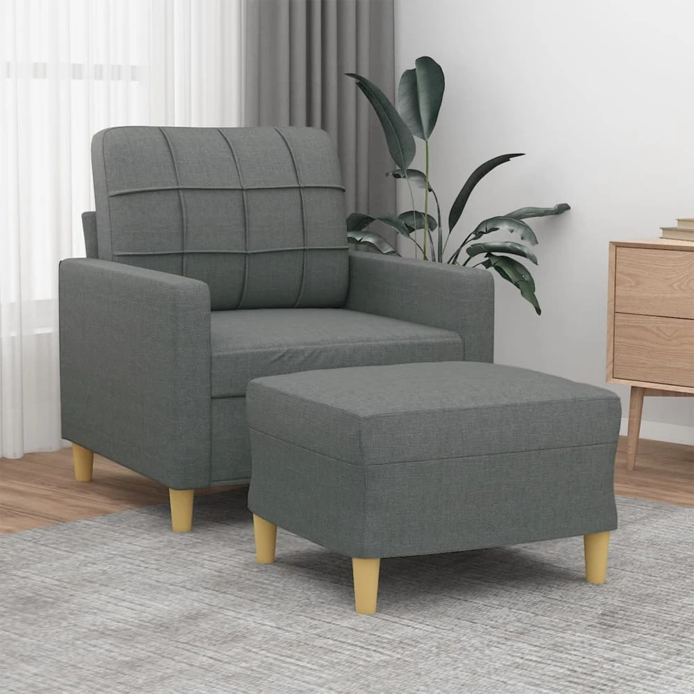 Sofa Krėslas su pakoja, tamsiai pilkos spalvos, 60cm, audinys