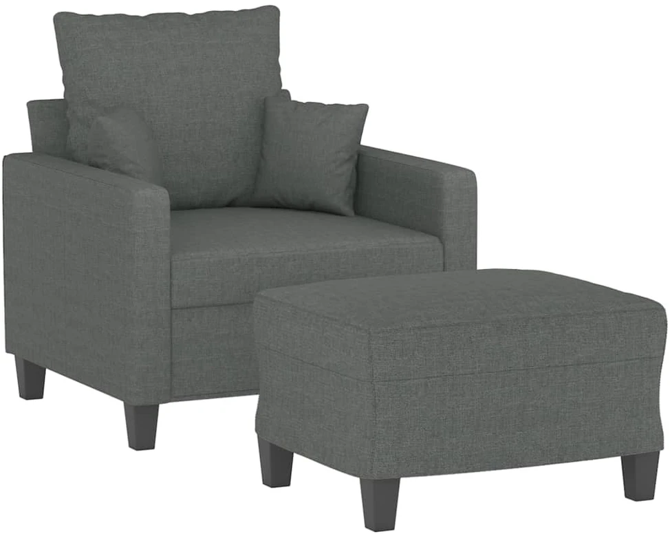 Sofa Krėslas su pakoja, tamsiai pilkos spalvos, 60cm, audinys