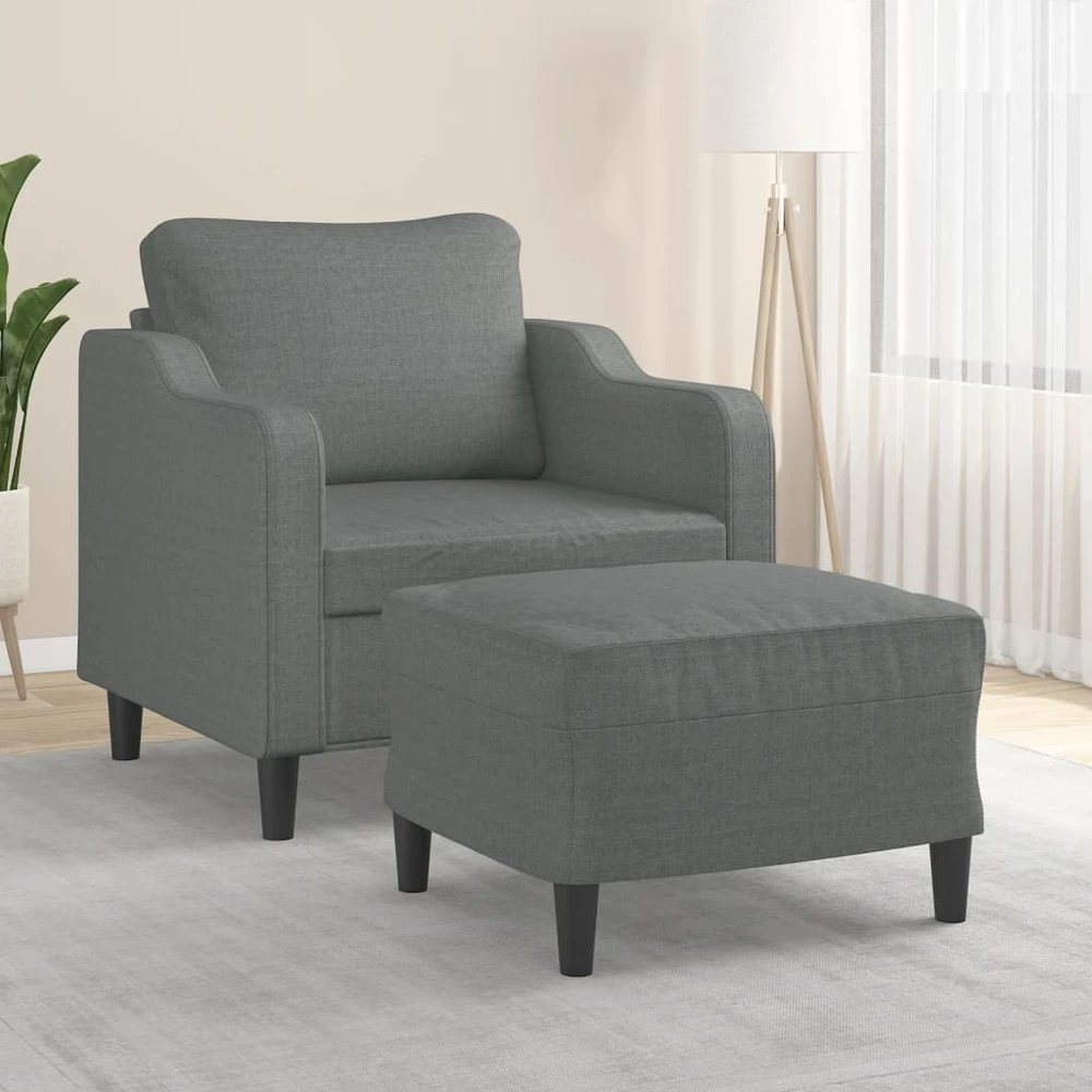 Sofa Krėslas su pakoja, tamsiai pilkos spalvos, 60cm, audinys