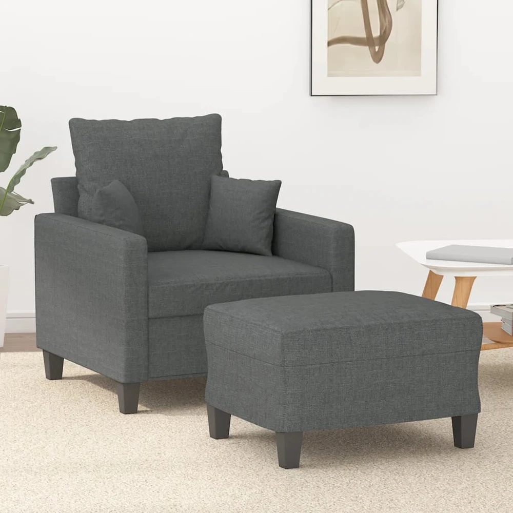 Sofa Krėslas su pakoja, tamsiai pilkos spalvos, 60cm, audinys