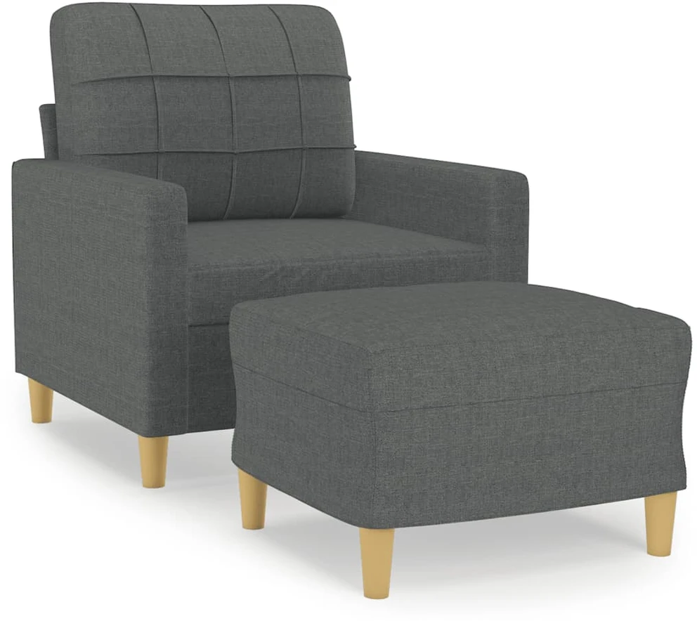 Sofa Krėslas su pakoja, tamsiai pilkos spalvos, 60cm, audinys