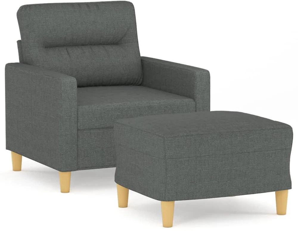 Sofa Krėslas su pakoja, tamsiai pilkos spalvos, 60cm, audinys