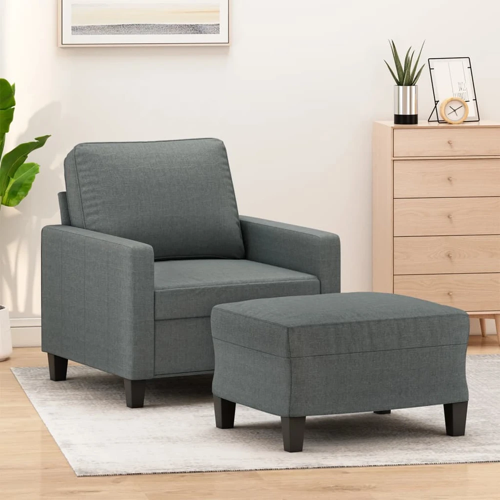 Sofa Krėslas su pakoja, tamsiai pilkos spalvos, 60cm, audinys