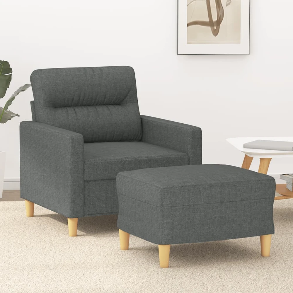 Sofa Krėslas su pakoja, tamsiai pilkos spalvos, 60cm, audinys