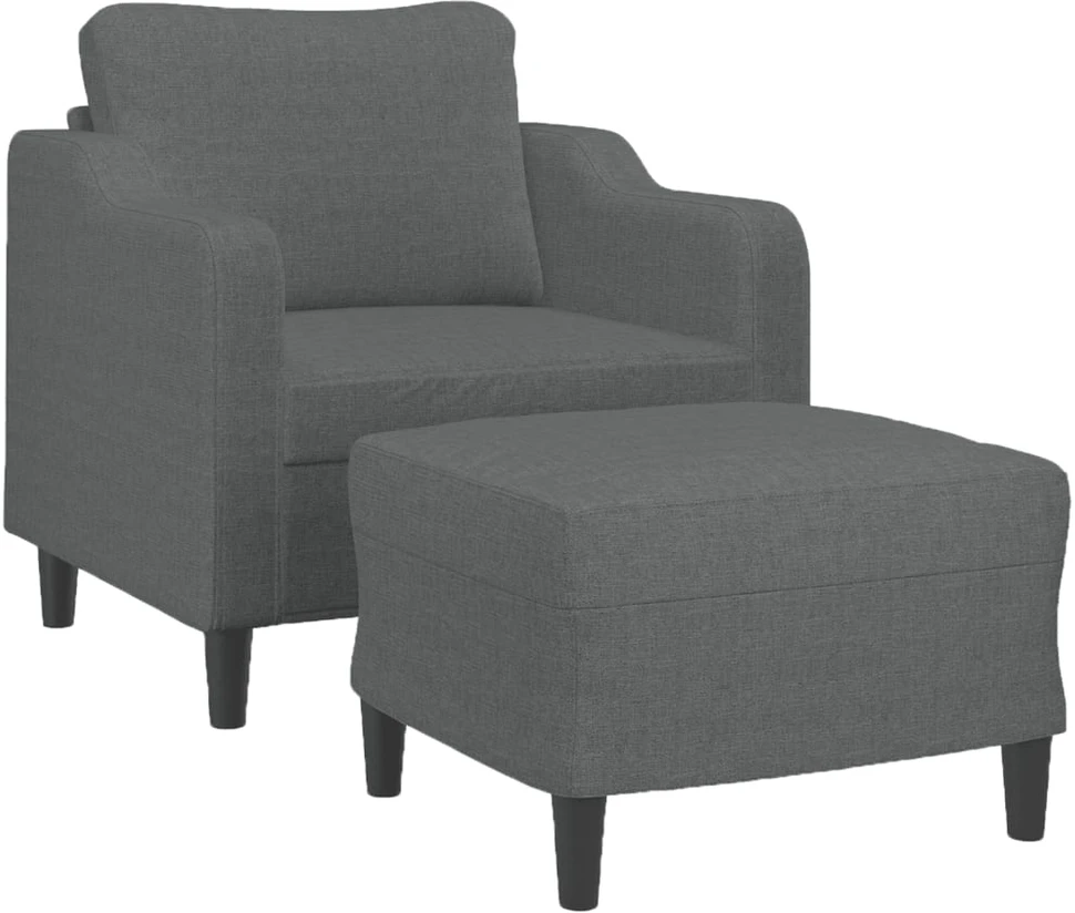 Sofa Krėslas su pakoja, tamsiai pilkos spalvos, 60cm, audinys