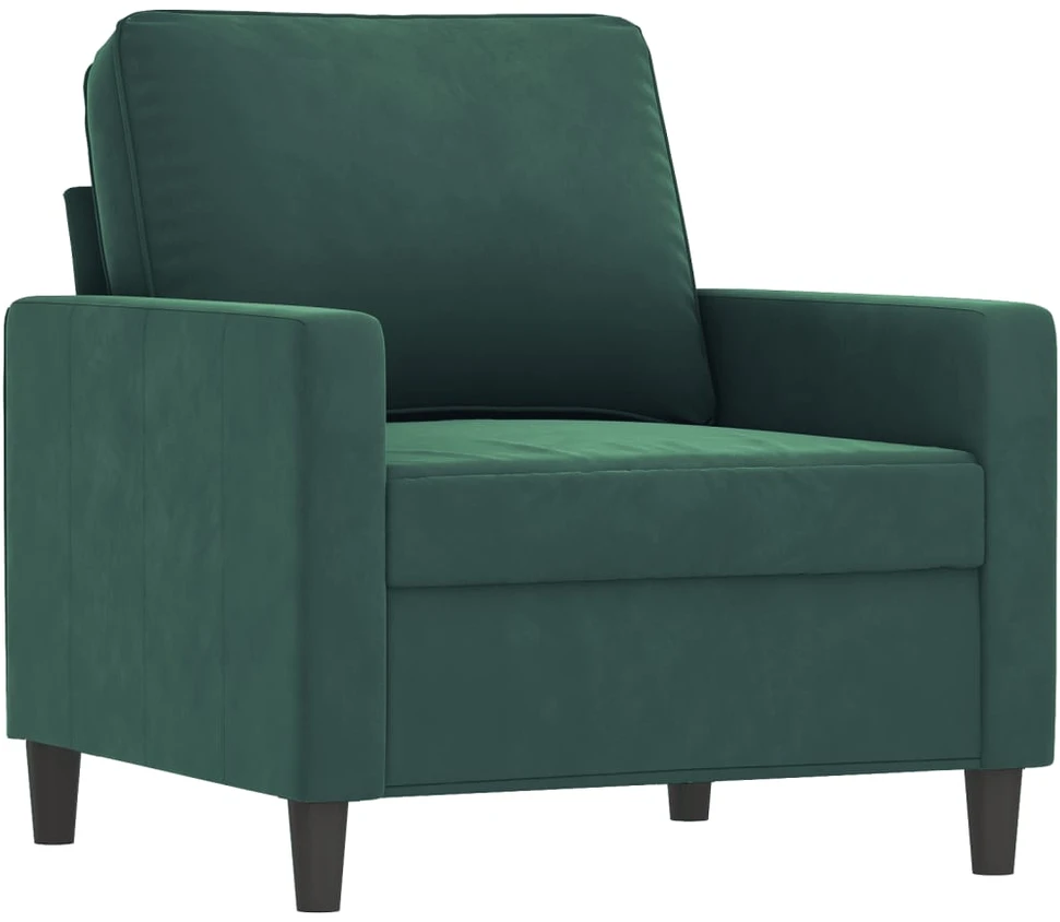 Sofa Krėslas su pakoja, tamsiai žalios spalvos, 60cm, aksomas
