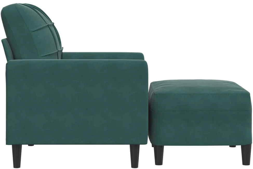 Sofa Krėslas su pakoja, tamsiai žalios spalvos, 60cm, aksomas