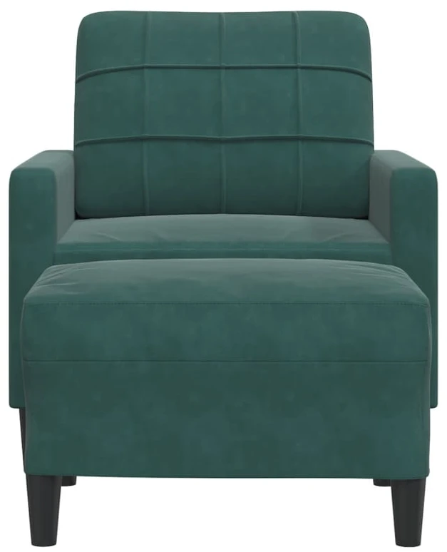 Sofa Krėslas su pakoja, tamsiai žalios spalvos, 60cm, aksomas