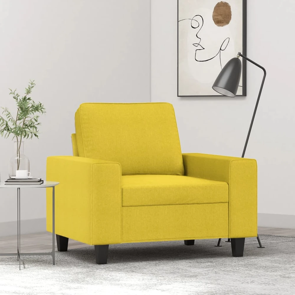 Fotelis Krėslas, šviesiai geltonos spalvos, 60cm, audinys