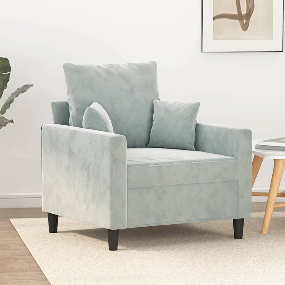 Sofa Krėslas, šviesiai pilkos spalvos, 60cm, aksomas