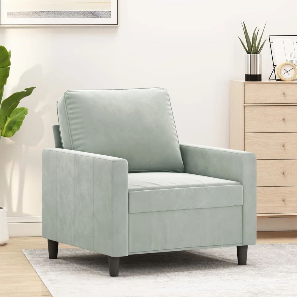 Sofa Krėslas, šviesiai pilkos spalvos, 60cm, aksomas