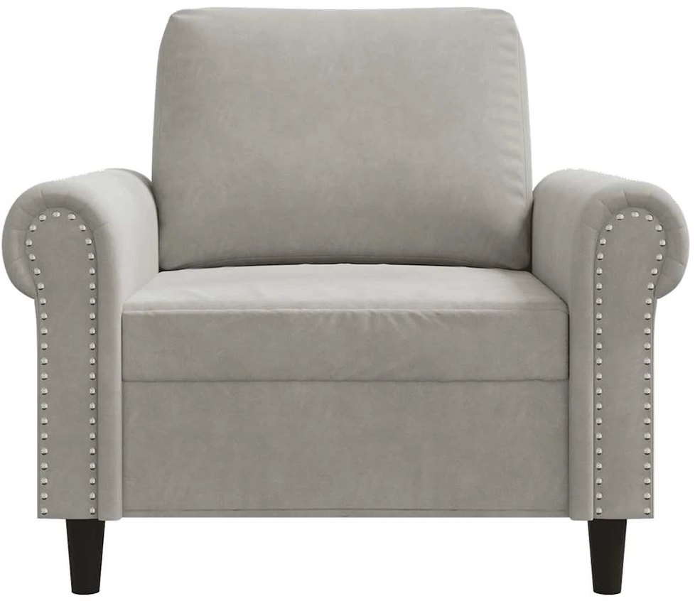 Sofa Krėslas, šviesiai pilkos spalvos, 60cm, aksomas