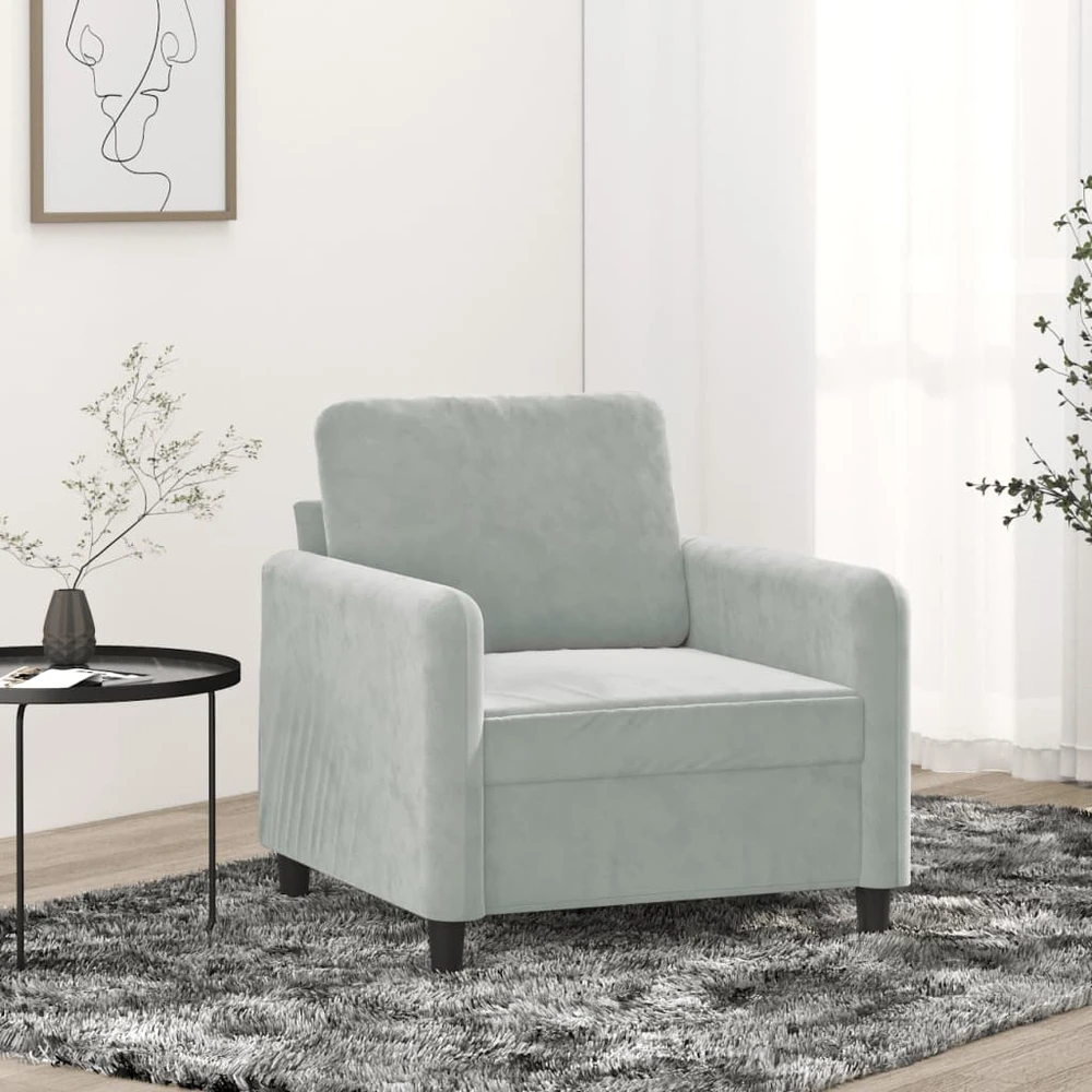 Sofa Krėslas, šviesiai pilkos spalvos, 60cm, aksomas