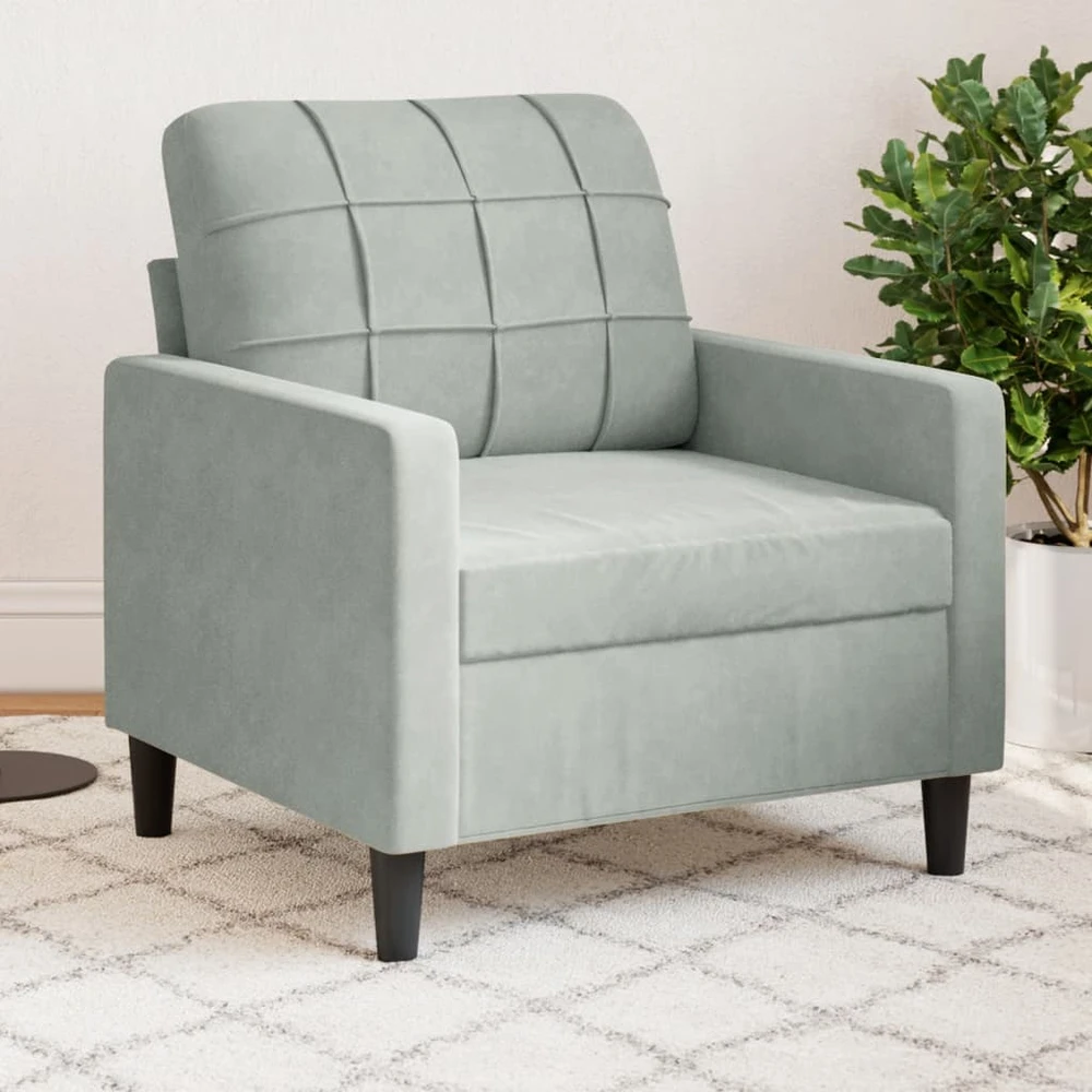 Sofa Krėslas, šviesiai pilkos spalvos, 60cm, aksomas
