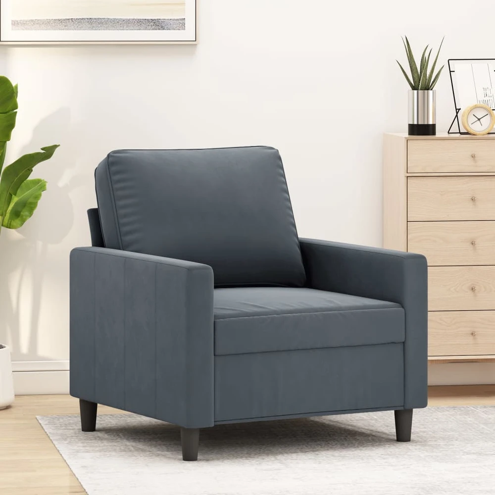 Sofa Krėslas, tamsiai pilkos spalvos, 60cm, aksomas