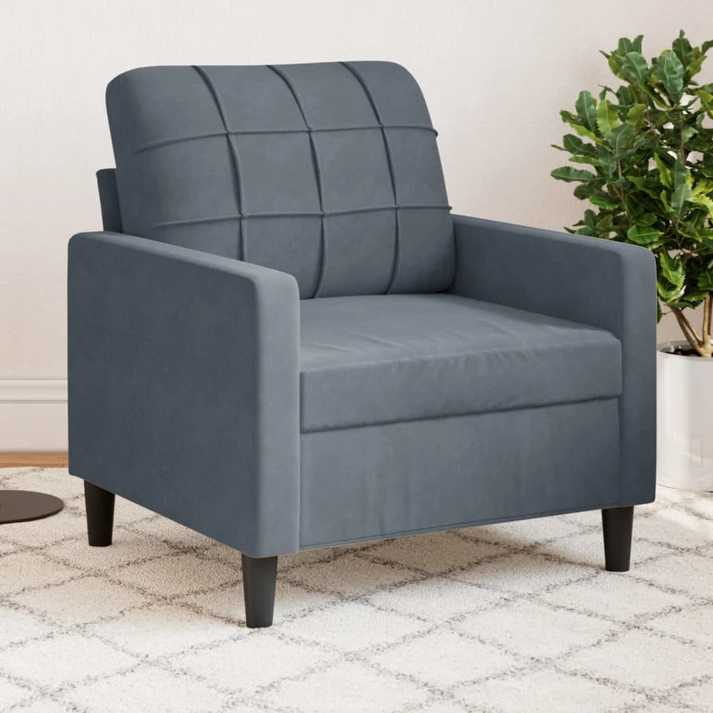 Sofa Krėslas, tamsiai pilkos spalvos, 60cm, aksomas