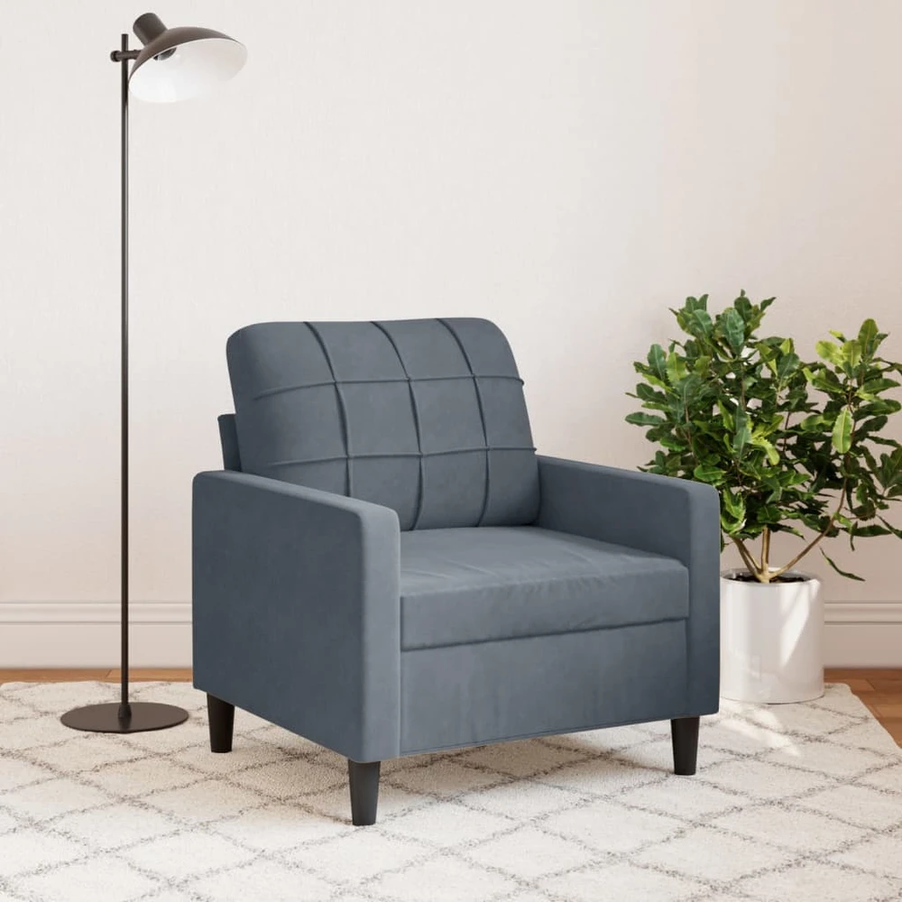 Sofa Krėslas, tamsiai pilkos spalvos, 60cm, aksomas
