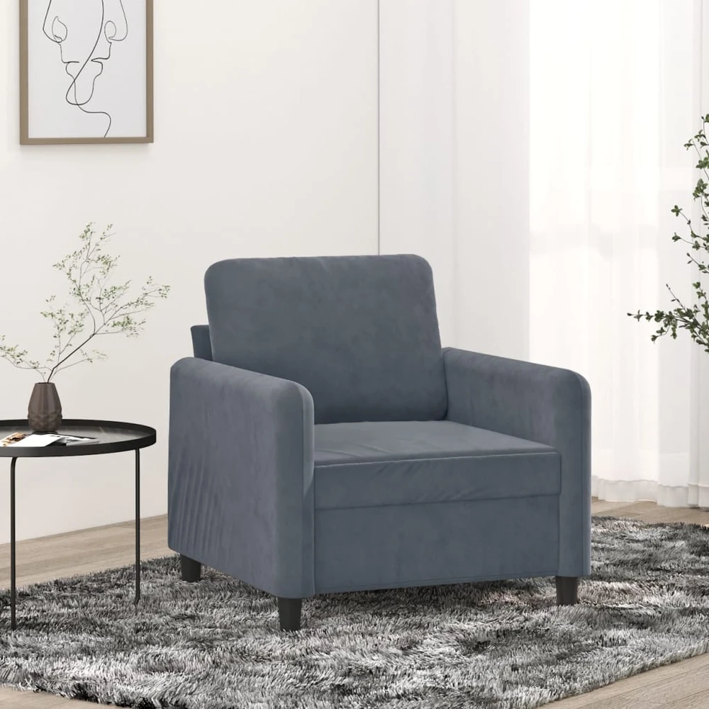 Sofa Krėslas, tamsiai pilkos spalvos, 60cm, aksomas