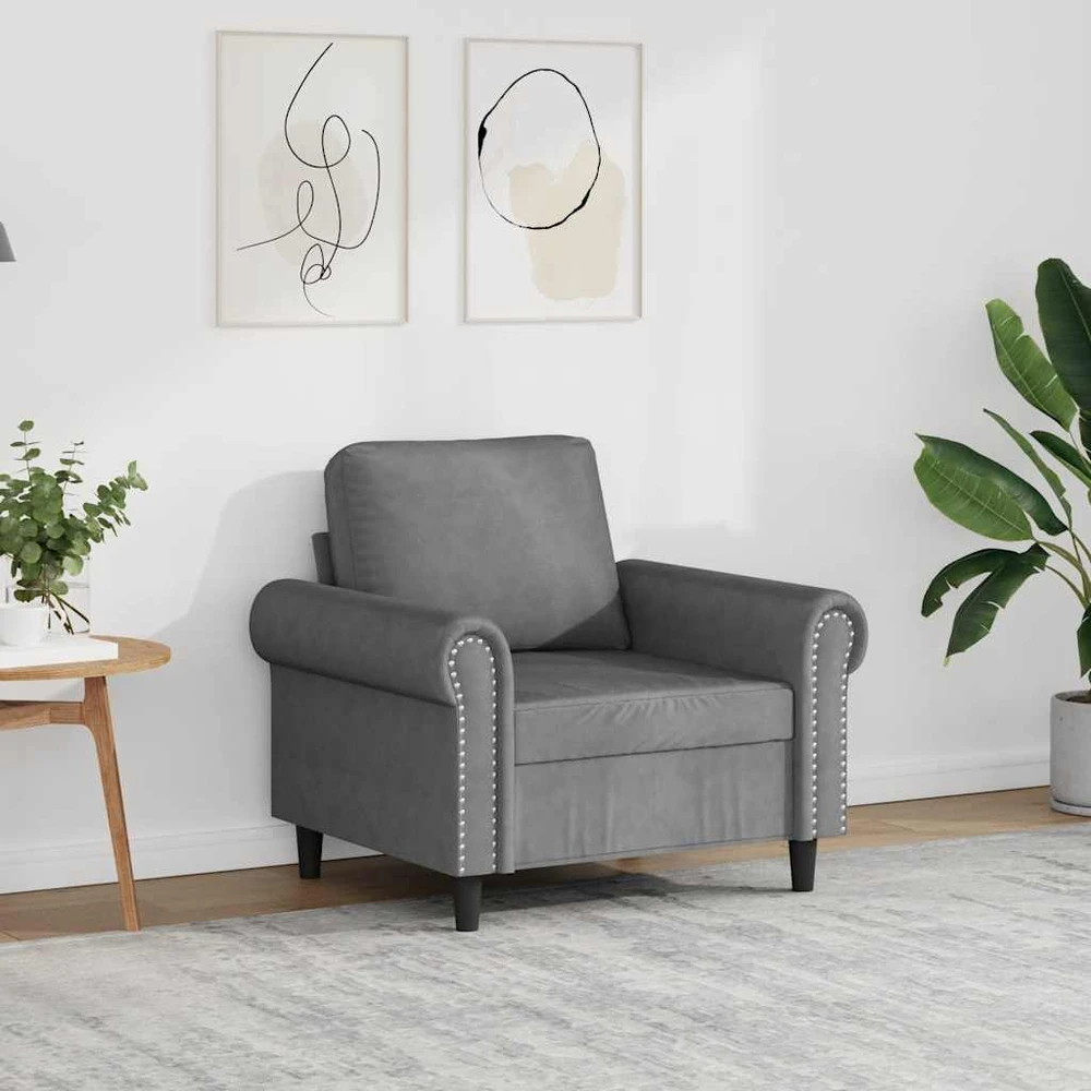 Sofa Krėslas, tamsiai pilkos spalvos, 60cm, aksomas