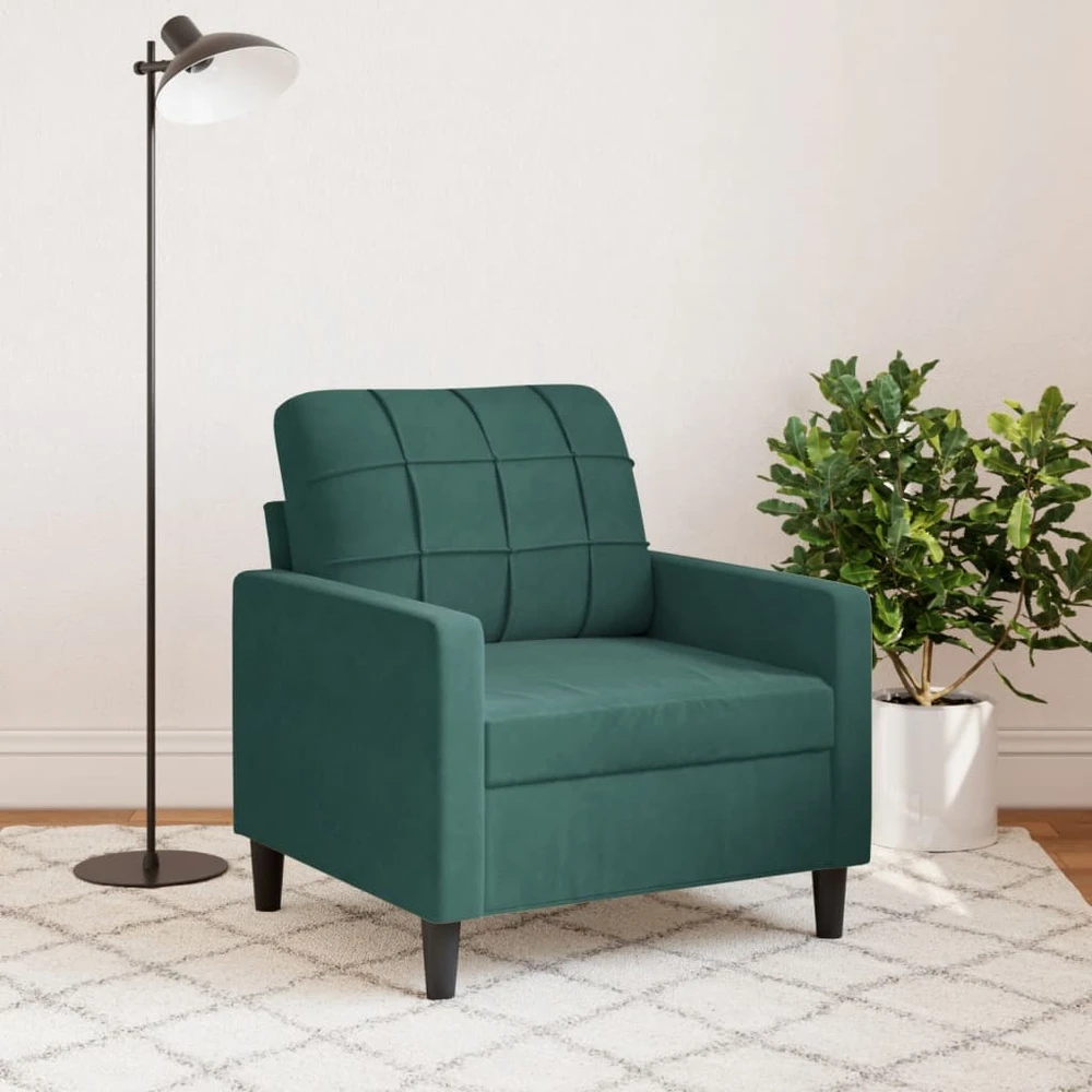 Sofa Krėslas, tamsiai žalios spalvos, 60cm, aksomas