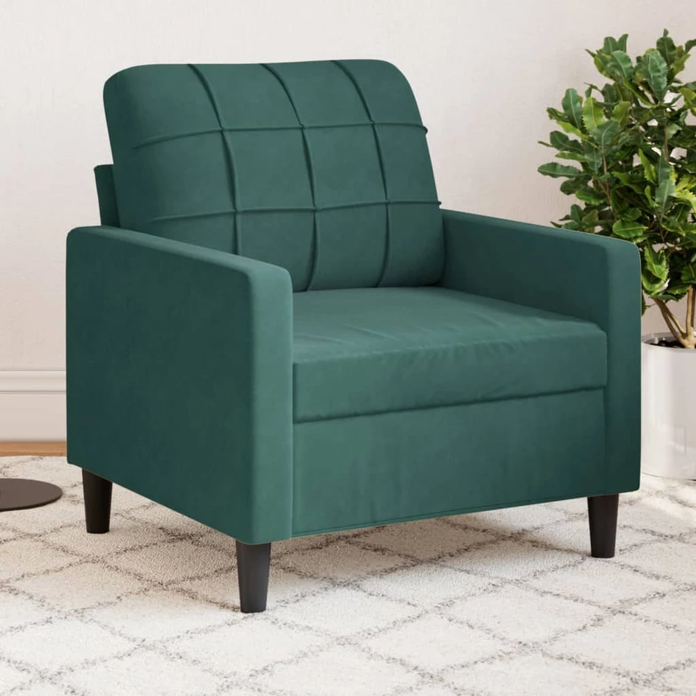Sofa Krėslas, tamsiai žalios spalvos, 60cm, aksomas