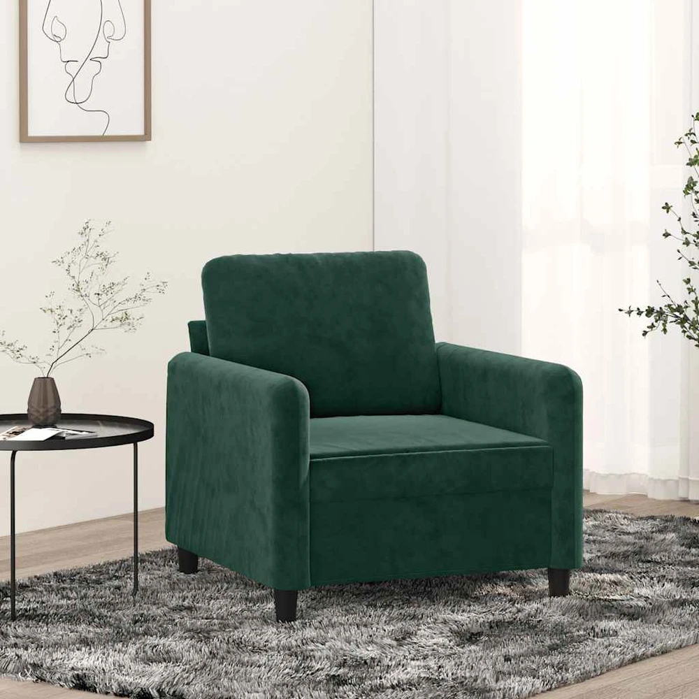 Fotelis Krėslas, tamsiai žalios spalvos, 60cm, aksomas