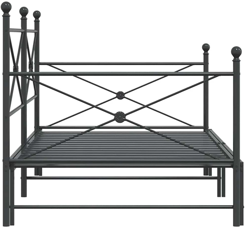 kušetė su kušete be čiužinio Juodas 100x200 cm Plienas