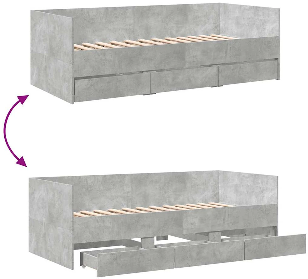 Kušetė su stalčiais be čiužinio, ąžuolo spalvos, 90x200 cm