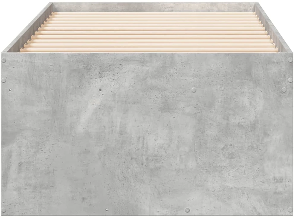 Lova su stalčiais, betono pilka, 100x200cm, apdirbta mediena