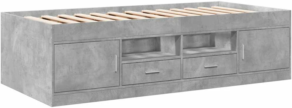 Kušetė su stalčiais be čiužinio, betono pilka, 75x190 cm
