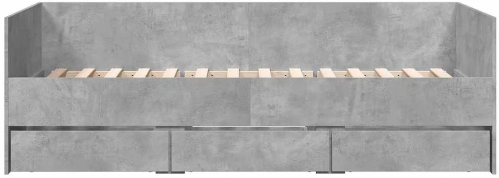 Kušetė su stalčiais be čiužinio, betono pilka, 100x200 cm