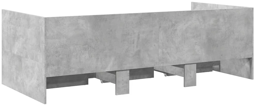 Kušetė su stalčiais be čiužinio, betono pilka, 100x200 cm