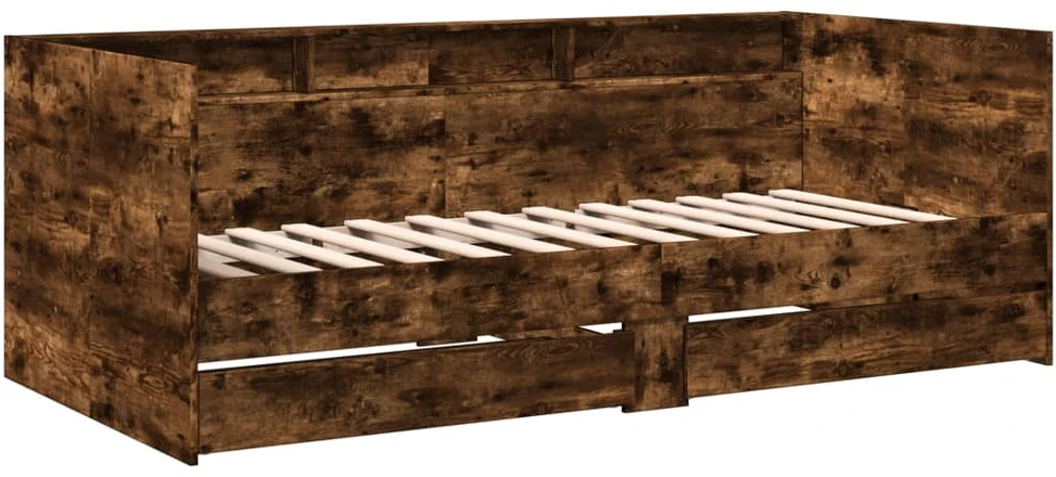 Kušetė su stalčiais be čiužinio, dūminio ąžuolo, 100x200 cm