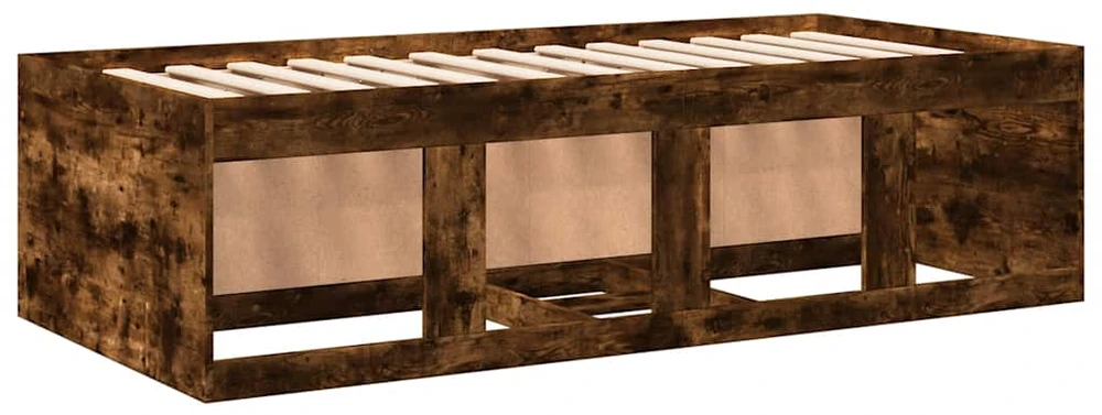 Lova su stalčiais, dūminio ąžuolo, 100x200cm, apdirbta mediena