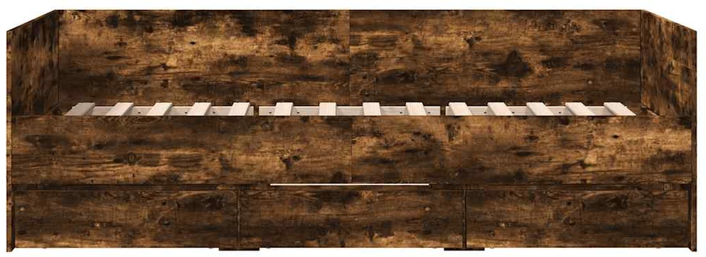 Kušetė su stalčiais be čiužinio, dūminio ąžuolo, 90x200 cm