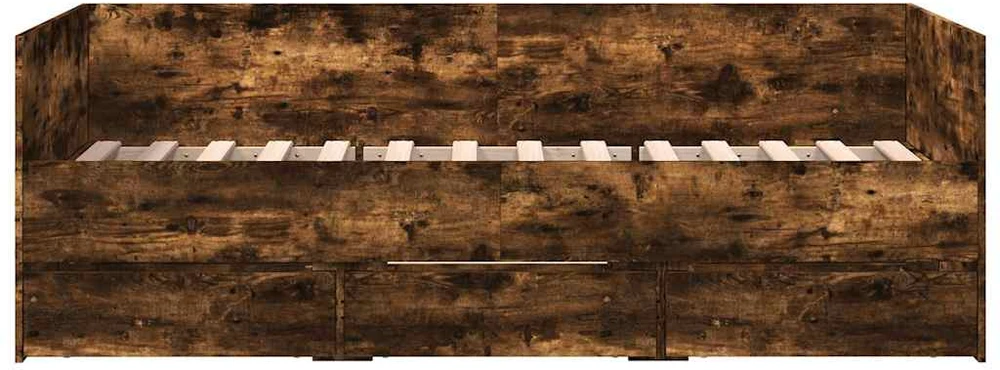 Kušetė su stalčiais be čiužinio, dūminio ąžuolo, 90x190 cm