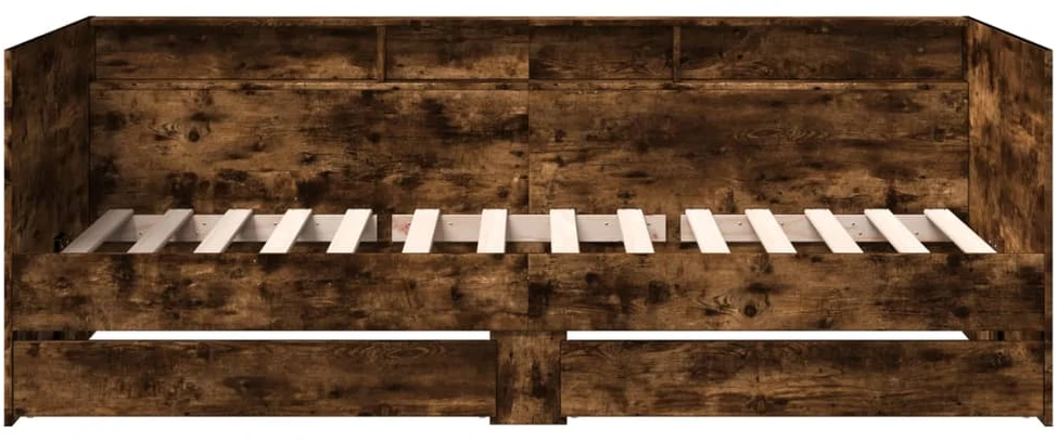 Kušetė su stalčiais be čiužinio, dūminio ąžuolo, 90x200 cm