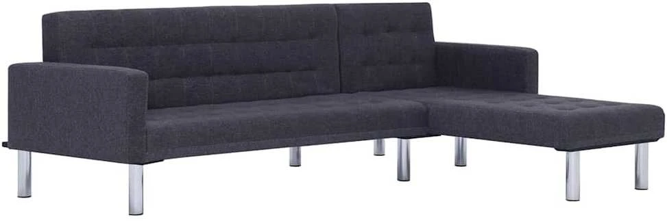 L formos sofa-lova, tamsiai pilkos spalvos, poliesteris