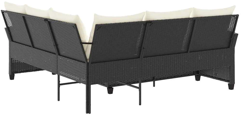 L formos sofa sofa su pagalvėlėmis juodos poliuretano spalvos
