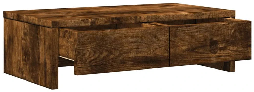 Laikiklis Monitoriaus stovas su stalčiais, dūminis, 50x27x15cm, mediena