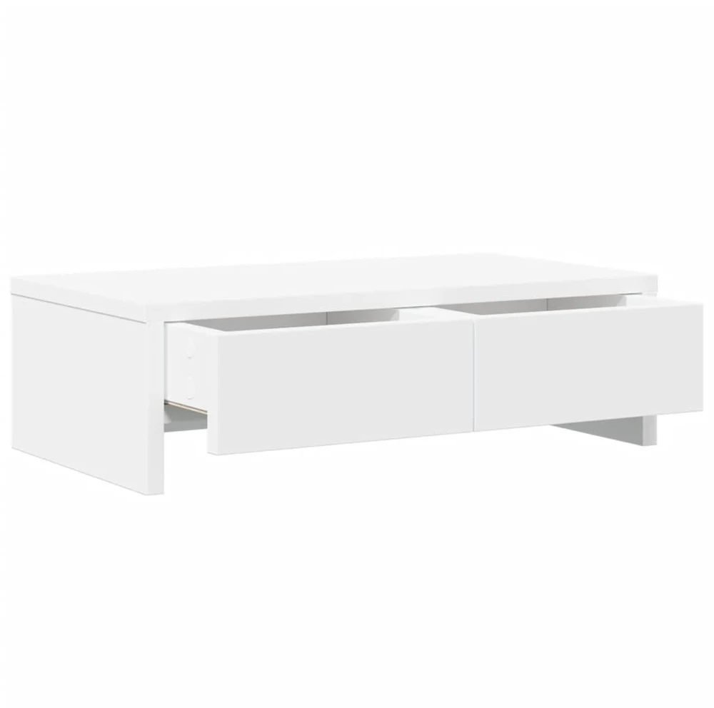 Laikiklis Monitoriaus stovas su stalčiais, baltas, 50x27x15cm, mediena