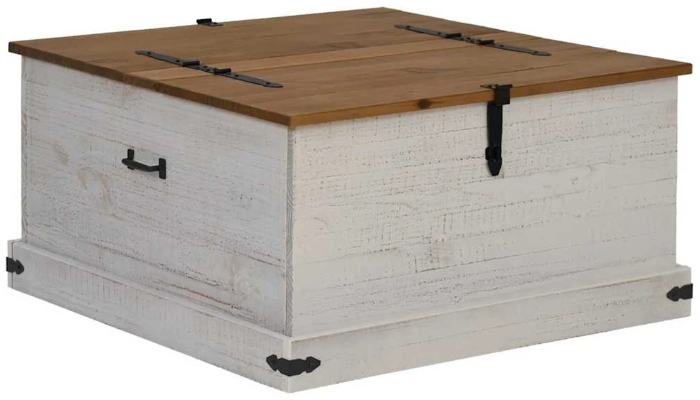 laikymo skrynia HALDEN Balta 91x91x47 cm medžio masyvo pušis