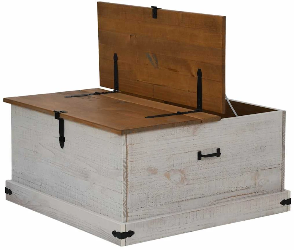 laikymo skrynia HALDEN Balta 91x91x47 cm medžio masyvo pušis