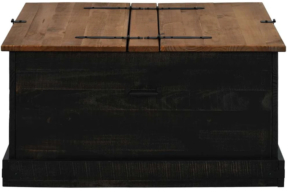 laikymo skrynia HALDEN juoda 91x91x47 cm medžio masyvo pušis