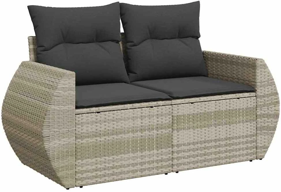 Sofa Sodo komplektas su pagalvėlėmis, 8 dalių, pilkas, poliratanas