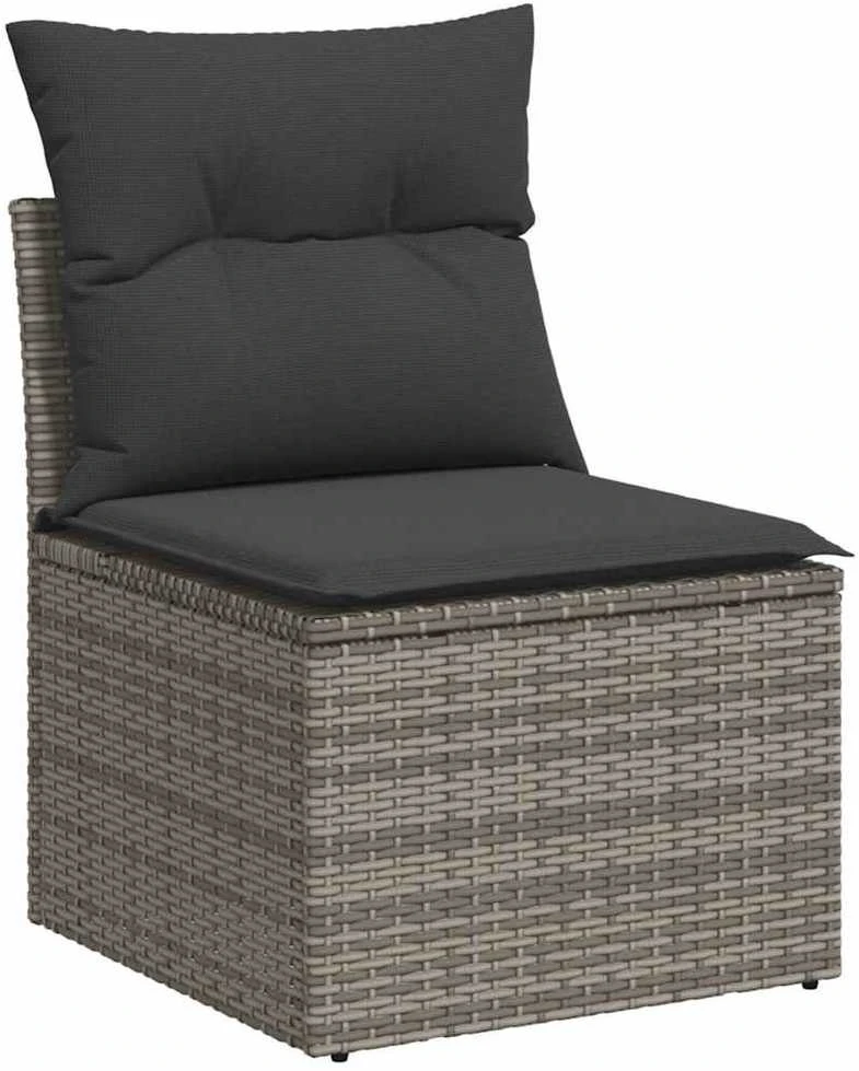 Lauko baldų komplektas Sofos komplektas su pagalvėlėmis, 9 dalių, pilkas, poliratanas
