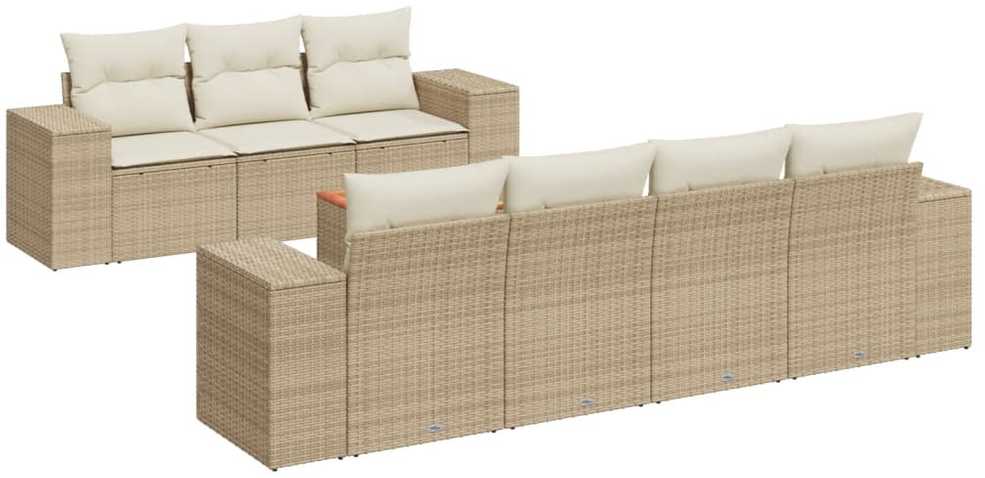 Sofa Sofos komplektas su pagalvėlėmis, 8 dalių, smėlio, poliratanas
